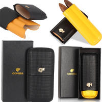 Cohiba Travel Pocket Cigare Humidor Box Portable Cigaar Case with Cutter Cigarr Leather Tube Business Trip Smking Accessories