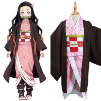 【cunnybunny】【Fast Shipping】 Demon Slayer: Kimetsu No Yaiba Kamado Nezuko ชุดกิโมโนสำหรับเด็กชุดคอสเพลย์ผู้หญิงชุดงานรื่นเริงฮาโลวีน