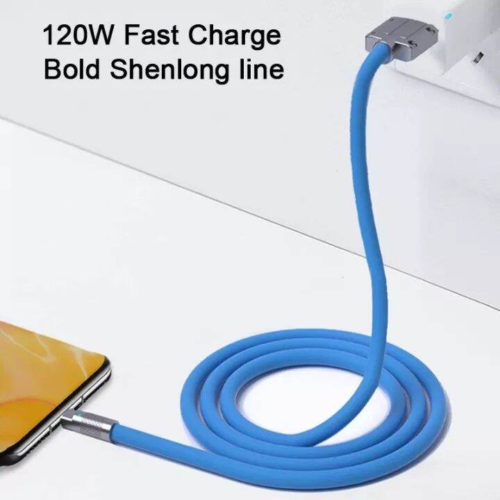 สายชาร์จเร็ว-120w-6a-super-fast-charge-led-od6-0หนา-สายซิลิโคน-quick-charge-สาย-type-c-สำหรับ-xiaomi-huawei