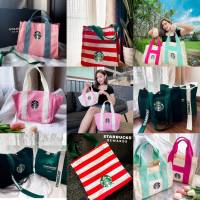 ?พร้อมส่งจากไทย?ใหม่ กระเป๋า สตาบัคS T A R B U C K S Mesh Tote Bag Canvas 2022สตาร์บัค​ ถุงผ้าแคนวาส ที่ใส่ บัตร พนักงาน ห้อย ใส่บัตร ได้ทุก บัตร