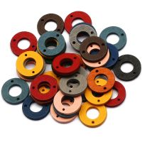 【YF】 Encantos De Madeira Quadrados Conector para Fazer Jóias Brincos Artesanais Acessórios Pingentes DIY Cor Escura 30PCs 18mm