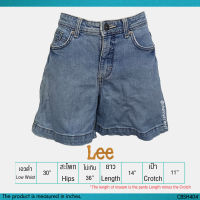 USED Lee - Faded Blue Denim Shorts | กางเกงยีนส์ขาสั้นสีน้ำเงิน สีฟ้า เอวต่ำ ทรงกระบอก y2k สีพื้น สายฝอ วินเทจ แท้ มือสอง