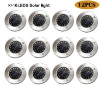 12Pack Solar Ground Lights 8/12/16/20LED Solar Garden Lights Outdoor Disk Lights Waterproof In-Ground Outdoor Landscape Lighting