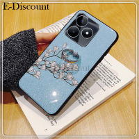 เคสโทรศัพท์ใหม่สำหรับ Realme C51ปกดอกไม้กากเพชรส่องแสงเป็นประกายวิบวับดอกแมกโนเลียแหวนที่วางแบบโลหะอ่อนสำหรับกรณี RealmeC51