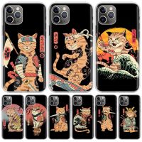 Ramen Sushi Samurai Tattoo Cat For iPhone 11 13 14 Pro Max 12 Mini Phone Case X XS XR 6 6S 8 7 Plus SE Apple 5 5S Fundas Cover C