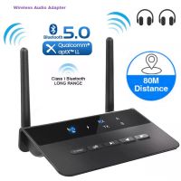 Bluetooth Adapter Long Range BT5.0 80m Wireless Audio Transmitter Receiver APTX LL Low Latency AUX RCA Jack for PC TV Speaker