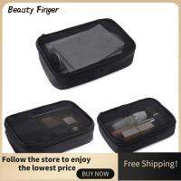 BEAUTY FINGER ผู้หญิงสีทึบใสกระเป๋าเครื่องสำอางกระเป๋าเข้าห้องน้ำตาข่ายเครื่องแต่งหน้าท่องเที่ยว