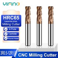 YIFINO HRC65 การเคลือบโลหะผสม 4 ร่องทังสเตนเหล็กคาร์ไบด์รอบจมูกกัดตัด CNC เครื่องจักรกล Endmills พิเศษ