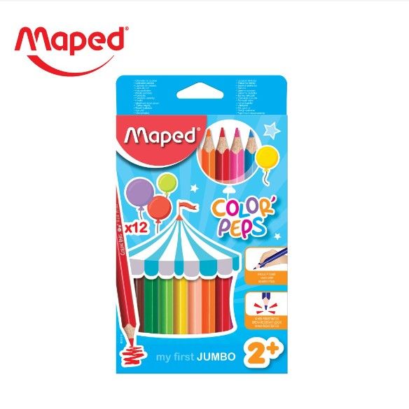 สีไม้-แท่งใหญ่-12-สี-สีแท่งสามเหลี่ยม-สีสำหรับเด็ก-2-ขวบขึ้นไป-maped-maped-มาเพ็ด-ดินสอสี-ดินสอสีไม้