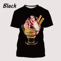 สินค้าใหม่ 3D Ice Cream พิมพ์เสื้อยืดแขนสั้นเสื้อยืดกีฬา Unisex ผู้ชาย/ผู้หญิงเสื้อยืด