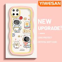 YIWESAN เคสสำหรับ Realme C12 Narzo 20 Narzo 30A C25 Narzo C25s 50A Narzo เคสแฟชั่นลายนักบินอวกาศนำโชคน่ารักสีสันสดใสขอบครีมกันกระแทกแบบใสนิ่มเคสมือถือเคสโปร่งใสลายกล้องถ่ายรูปสร้างสรรค์เรียบง่ายฝาครอบป้องกันซิลิโคน