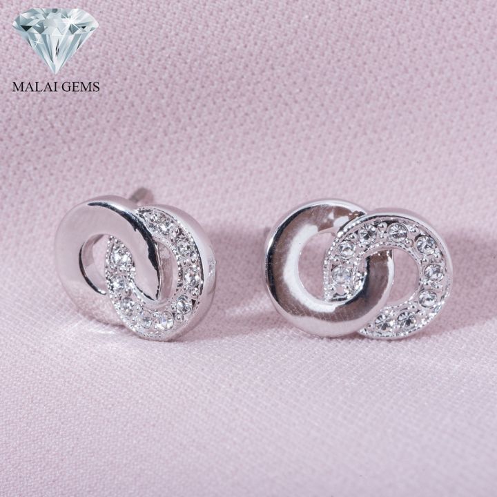 malai-gems-ต่างหูเพชร-เงินแท้-silver-925-เพชรสวิส-cz-เคลือบทองคำขาว-รุ่น-51000017-แถมกล่อง-ต่างหูcz-ต่างหูเงินแท้