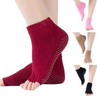 Women Yoga Socks Ballet Dance Non Slip Toeless Fitness Half Toe Grip Sports AU