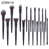 【cw】 ZOREYA 18 Pcs Black  Makeup brushes Set Eyeshadow Foundation Blending Eyeliner Brush Shader Eyebrow brochas maquillaj