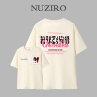 NUZIRO เสื้อยืดแขนสั้นพิมพ์ลายสองด้านทรงหลวมสำหรับผู้หญิงจากสไตล์เกาหลี