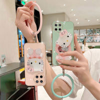 เคสโทรศัพท์ Realme11 NFC 4G 5G Realme 11X 5G ใหม่2023สีลูกกวาดน่ารักลูกแมวกระจกแต่งหน้าพร้อมสายรัดข้อมือปลอกซิลิโคนอ่อนนุ่มเคส OPPO Realme 11 5G 4G เคสโทรศัพท์สำหรับผู้หญิง