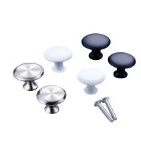 5PCS Door Handles 27/30mm Stainless Steel Drawer Knobs Cupboard Door Handles Single Hole Cabinet Handles White/Black/Silver Door Hardware Locks