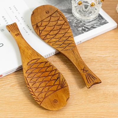 ❏✙ Fish shaped rice spoon creative Japanese and Korean rice shovel household kitchen cutlery fish spoon rice spoon wooden spoon