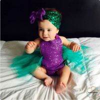 LYB-2PCS กางเกงยีนส์เด็กทารก Mermaid Tulle กระโปรง Romper Bodysuit ชุดว่ายน้ำ Sunsuit Outfits Clothes