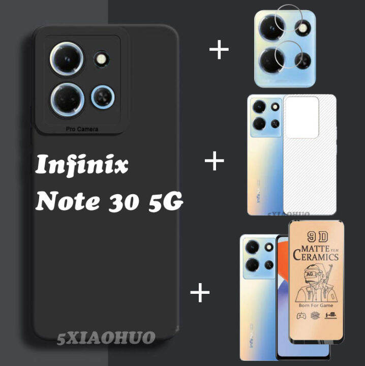 4in1-infinix-note-30เคสโทรศัพท์ซิลิโคนสีลูกกวาดเคสโทรศัพท์-infinix-note-30-5g-เคสโทรศัพท์เคสโทรศัพท์แบบขัดด้านผิว-ฟิล์มบางเซรามิก-ฟิล์มเลนส์-ฟิล์มด้านหลัง