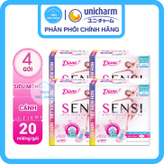 BVS - LỐC 4 GÓI LỚN 20 MIẾNG - Băng Vệ Sinh Diana Sensi Trắng Siêu Mỏng