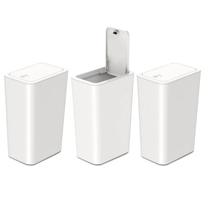 3 Pack Square Trash Can with Lid, Garbage Can with Lid, Waste Basket for Bathroom, Kitchen, Bedroom