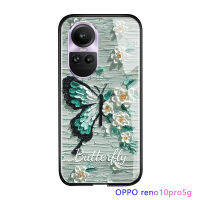 Serpens เคส OPPO Reno10 Pro 5G,เคสฝาหลังกระจกเทมเปอร์ดีไซน์หรูหราทรงผีเสื้อภาพวาดสีน้ำมัน