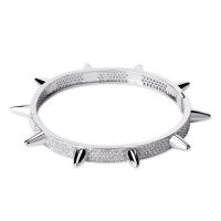 TOPGRILLZ Spikes Bangles Rivet Cone Stud Cuff Twist ns Bracelets Iced Out Cubic Zircon Bling Hip Hop Jewelry For Men