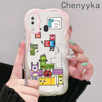 Chenyyka เคส M10s A32 A20 A30ลายการ์ตูนน่ารักลายสโป้วัสดุอัพเกรด Tetris ทำจากเนื้อครีมกันกระแทกแบบใสนิ่มลายคลื่นขอบเคสป้องกันโปร่งใสลายกล้องถ่ายรูปเคสมือถือ