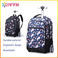 IvyH Lvyh Kids Rolling Backpack for Girls Boys,Trolley Wheeled Backpacks Waterproof Elementary School Bag Travel Outdoor, Kids Unisex, Size: 30, Pink