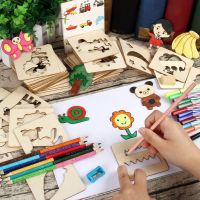 Hollow Kids Wooden Drawing Stencils Kit DIY Decorative Wall Painting Template Painting Stencils for Activity Preschool Toddlers Rulers  Stencils