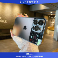 EPTWOO เคสโทรศัพท์ดีไซน์หน้าต่างขนาดใหญ่น้ำกันกระแทกสำหรับ iPhone 14 13 12 11 Pro Max Plus พร้อมโลโก้ในตัวเคสกันกระแทกเลนส์กระจกฝาครอบหลังกระจกนิรภัยไล่ระดับสีของเหลวกันกระแทกสำหรับผู้ชายผู้หญิง