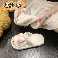 COD Cartoon cute rabbit Baotou semi-slippers women wear 2023 new fashion hole shoes thick-soled sandals slippers