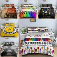 3D Piano Key Printed Bedding Set Luxury Musical Theme Duvet Cover With Zipper Closure Queen King Size Bedclothes