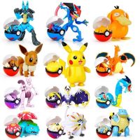 ของขวัญโมเดล Pokeball Pocket Monster ของแท้จากภาพอนิเมะของเล่นผิดรูปแท้ตัวเลขโปเกมอน Pikachu Charizard Greninja