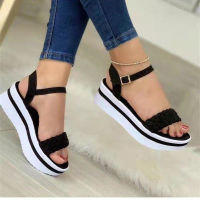 Women Sandals ided Thick Sole Ladies Roman Shoes Solid Color Buckle Shoes Woman  Sandalias Chaussure Femme Zapatos Mujer