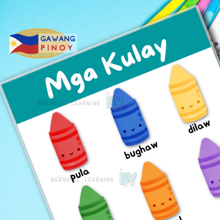 Color Chart | Filipino/ Tagalog Laminated Educational Chart (Mga Kulay ...