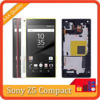 4.6 "ต้นฉบับสำหรับจอแสดงผล LCD แบบสัมผัสหน้าจอ SONY Xperia Z5 Compact ที่มีกรอบ Digitizer ชุดประกอบสำหรับโซนี่ Z5 E5803 E5823 LCD ขนาดเล็ก