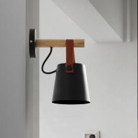 Nodic Sconce Wooden Wall Light For Home Iron Hallway Coffe Office Adjustable Arm Light Fixtures Bedroom Bedside LED Wall Lamp