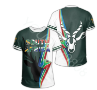 New Mens African Leisure T-shirt Sports Print Street Style South Africa Springbok Flag T-shirt