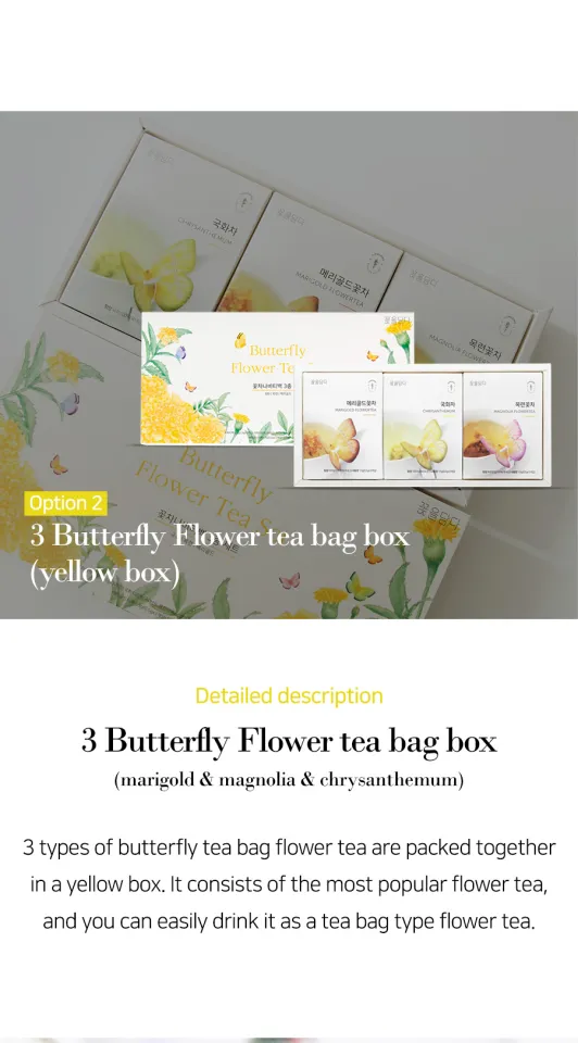 KKOKDAM Korean Tea Bags - Marigold Butterfly Tea Bags - Decaf Tea