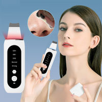 Ultrasonic Skin Scrubber EMS Red Blue Light Face ทำความสะอาดลึก Peeling Blackhead Remover Ion Ance Pore Cleaner Facial Cleanser