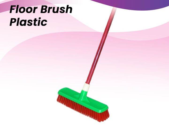 Kleensafe Heavy Duty Plastic Floor Brush Long Handle Stiff Bristles