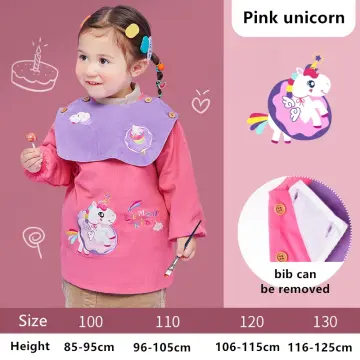 Cartoon Unicorn Dinosaur Long Sleeve Apron Children Bibs Kids Boys Girls  Art Craft Painting Aprons Baby