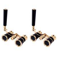 2X Black 3X25 Opera Binocular Coated Lens Telescope Opera Glasses Coated Theater Glass Lady Glass Handle Women Gifts