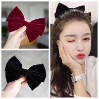 【cw】 Clip Headdress Hairpin Little Fairy Fashion South Korea Dongdaemun Internet Influencer Fairy Velvet Big Bow Head Clip Hairpin ！