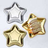 Placa De Papel Estrela De Cinco Pontas Descartável, Dourado, Prata, Ano Novo, Aniversário, Festa De Casamento,บาร์,โรงแรม,Banquete, Decoração, 10ชิ้น