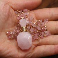 Stone Perfume Bottle Necklace Pink Pendant Charms 60