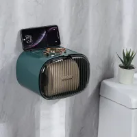 Wall Mounted Tissue Box Toilet Perforated Free Paper Drawer Light Luxury Toilet Paper Shelf Transparent Waterproof Toilets Paper Toilet Roll Holders