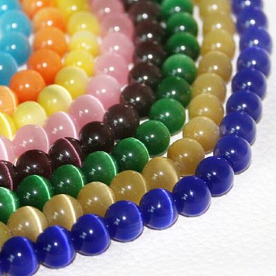 Top Quality 10pcs 4/6/8mm Round String Opal Loose Spacer Bead Natural Glass Cat Eye Beads For Clothing Craft Making Accessories